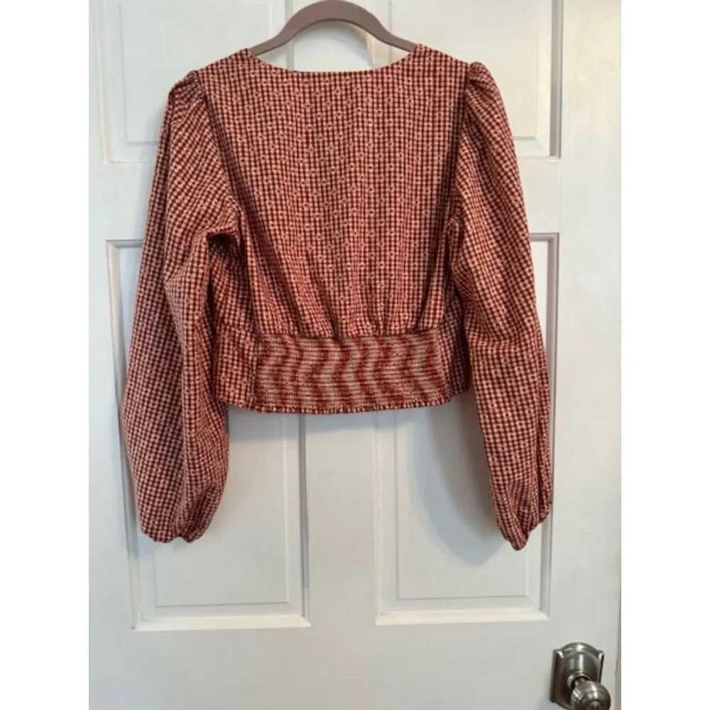 Only Love Urbanized Cottage Core gingham print corseted cropped top, M - Picture 2 of 4